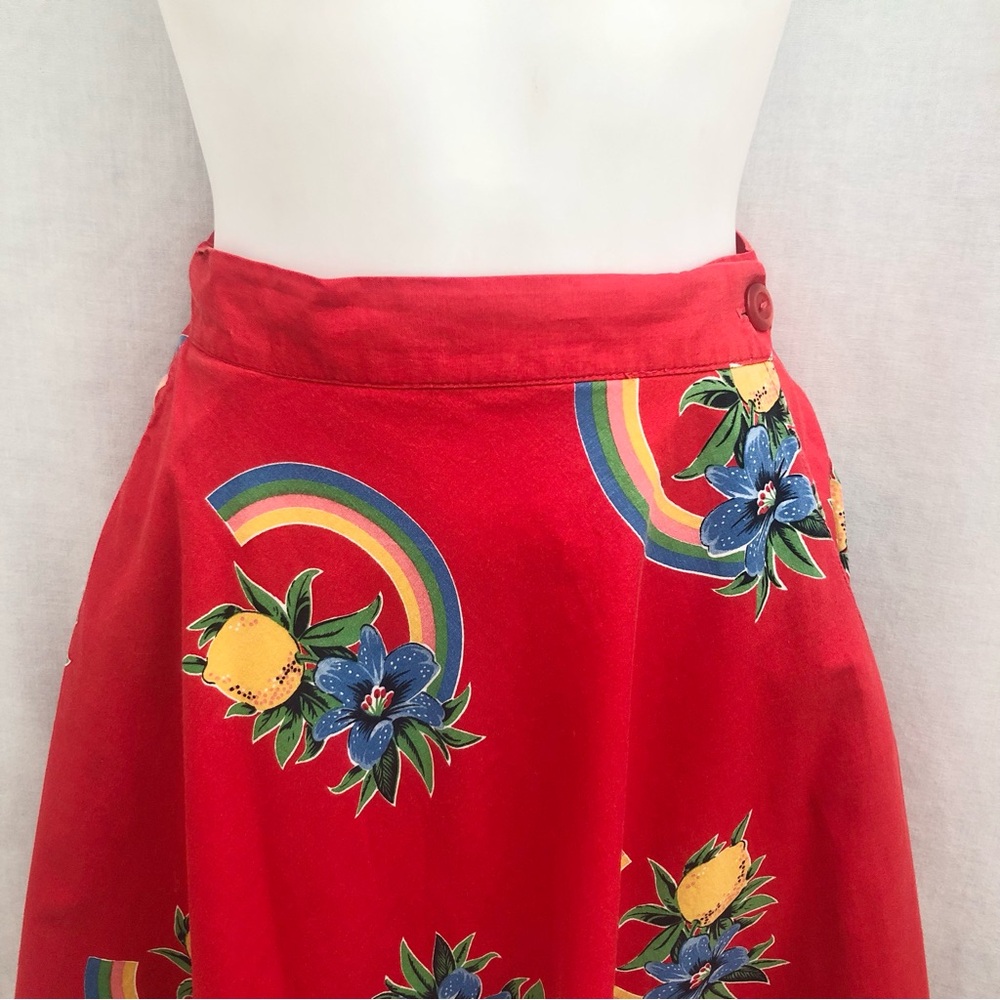 Vintage Hawaiian Rainbow Floral Swing Skirt 60s-70s Medium - Picture 4 of 12
